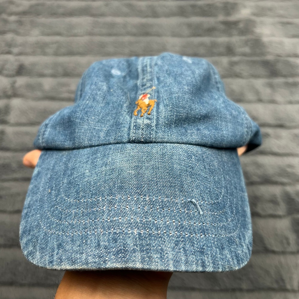 Polo Ralph Lauren Denim Baseball Cap Blue Embroidered Pony Adjustable Hat
